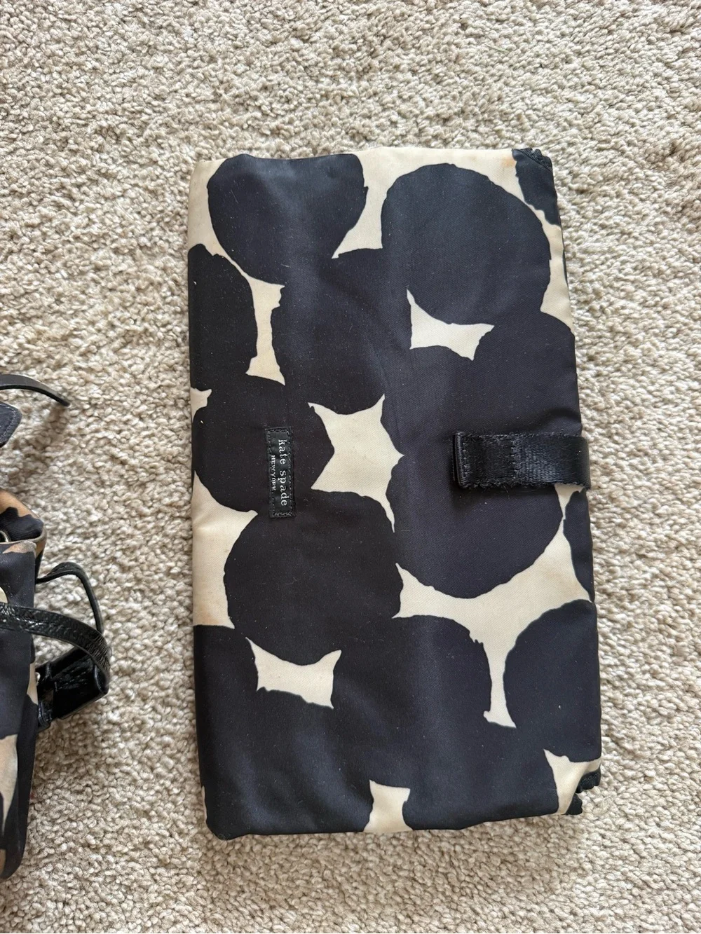 Kate Spade Black and Taupe Patterned Diaper Bag + Diaper Pad